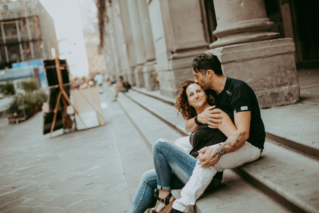 Photo by Pat Cori Photography of an engaged couple posing on the steps in DC. Great things to do in DC.