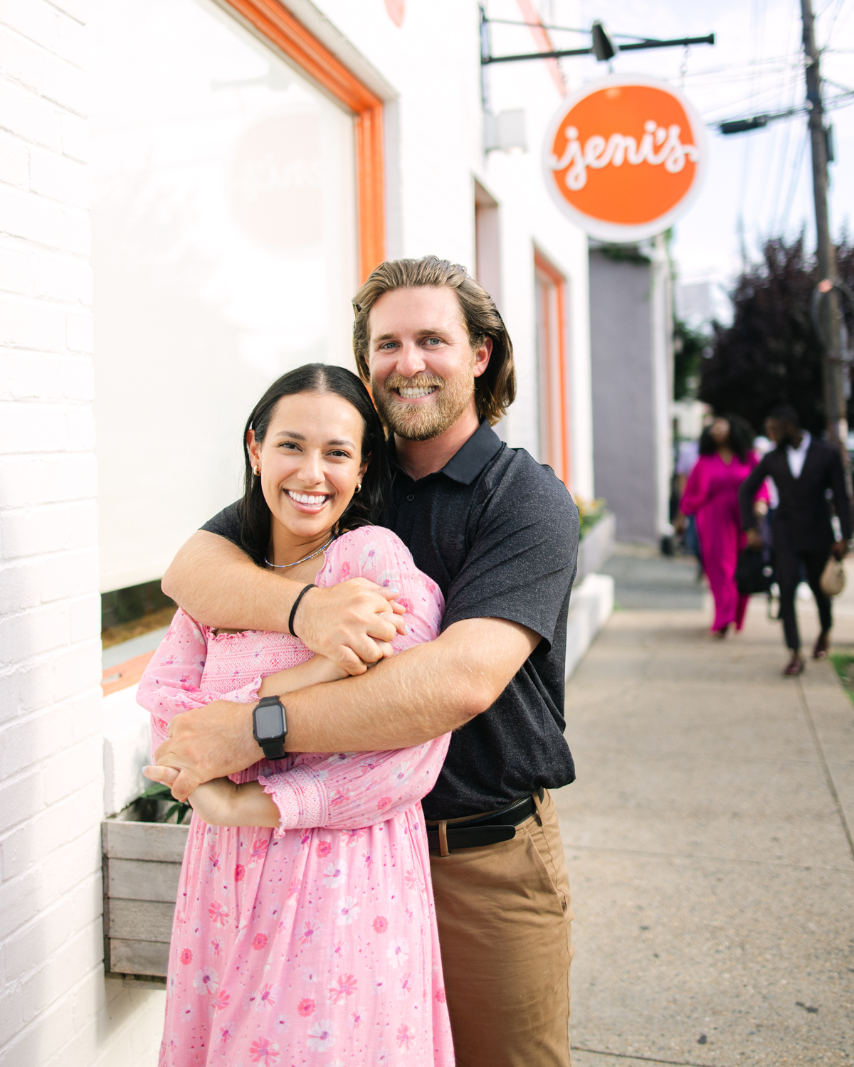 Engagement pictures in Old town Alexandria at an ice cream parlor