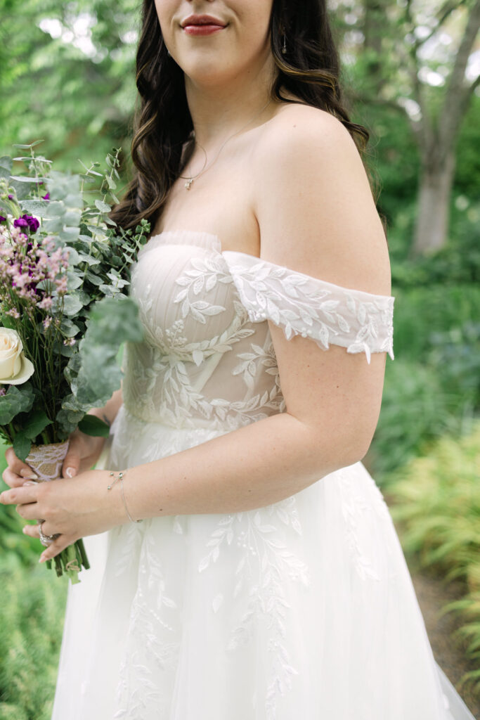 shoulder detail of wedding dress