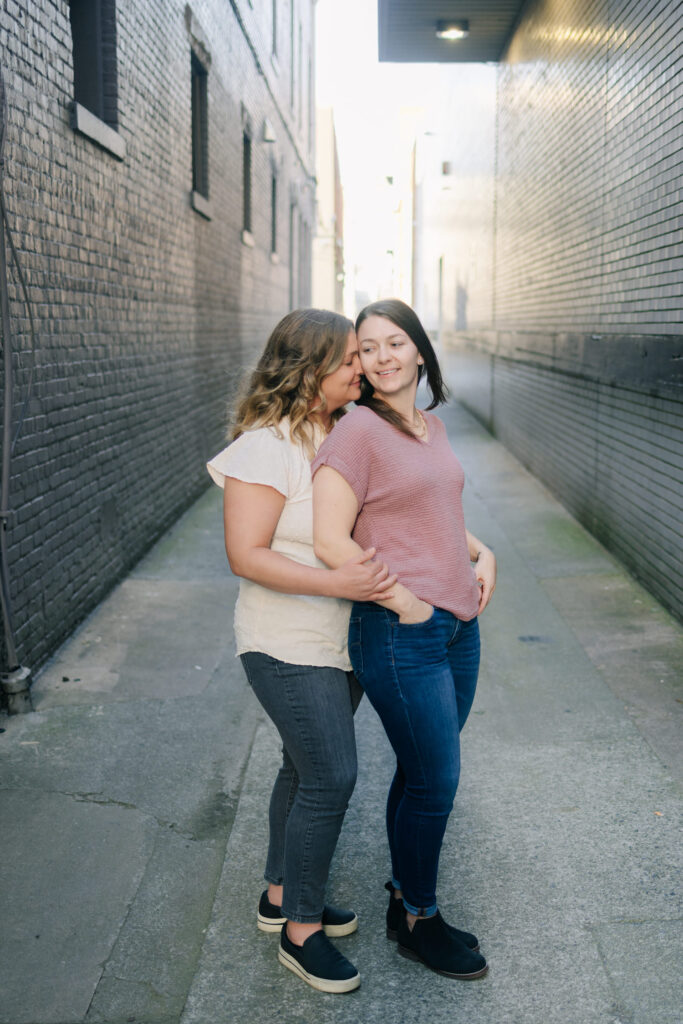 gay couple in ally in downtown Roanoke