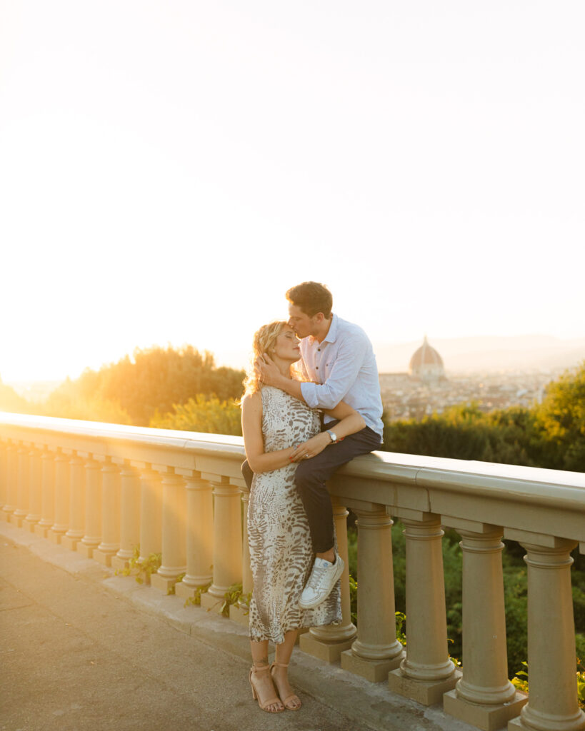 couple at sunset in florence italy