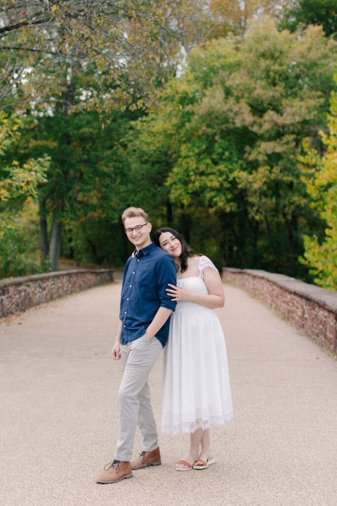 couple posing for engagement photos