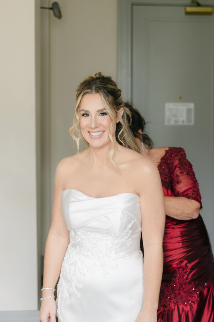 Classic bridal portrait taken during getting ready at The Virginian Hotel in Lynchburg, VA.